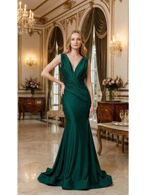 Clearance Emerald Sleeveless Bodycon Stretchy Bridesmaids Dress By Amelia 370